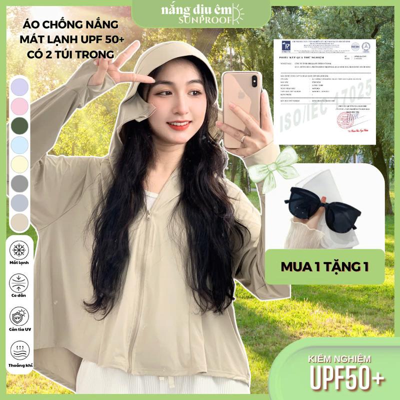 (Mẫu có túi trong, dài 58 cm) Áo chống nắng dáng ngắn thun mát lạnh chống tia UV UPF 50+ áo cánh dơi freesize 80kg có thể giặt máy thường SixMoon