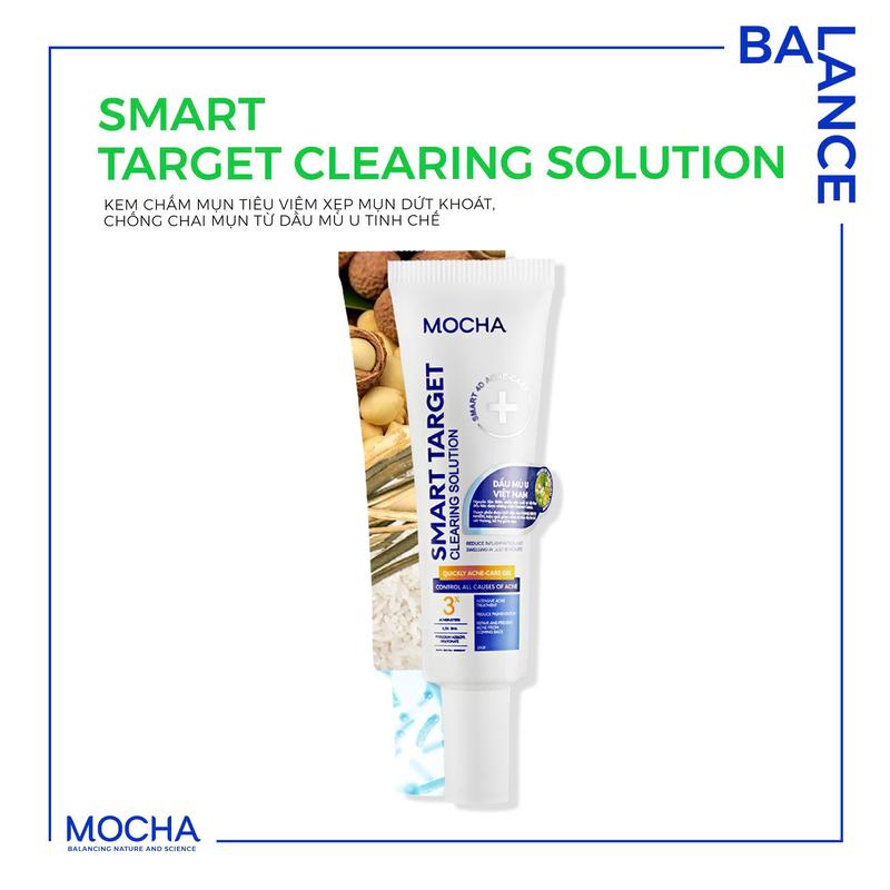 Kem Dưỡng Hỗ Trợ Giảm Mụn Chuyên Sâu Nhanh Sau 8h Smart Target Clearing Solution Thương Hiệu Mocha - Hỗ Trợ Giảm Sưng Viêm, Hạn Chế Thâm Sẹo - Skincare
