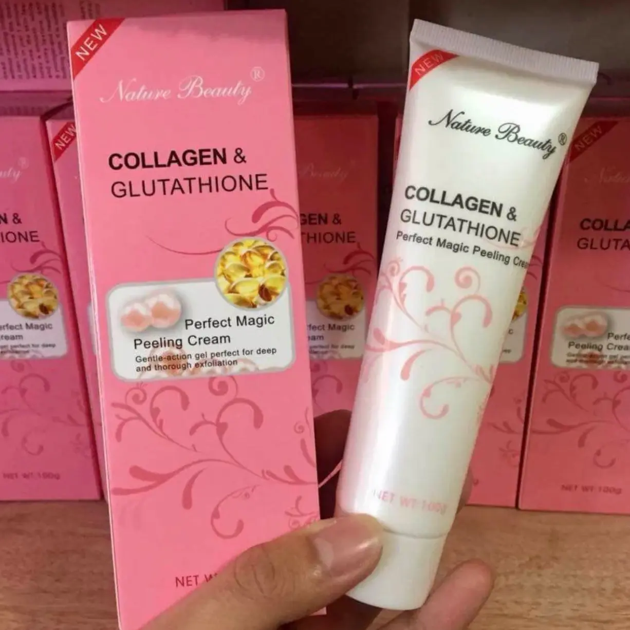 nature beauty collagen and glutathione Nature Beauty Collagen and Glutathione Perfect Magic Peeling Cream 100g  Deep Cleans Skin Face and Body Scrub Skin Whitening Glowing Skin Cleansing  Skincare Radiant