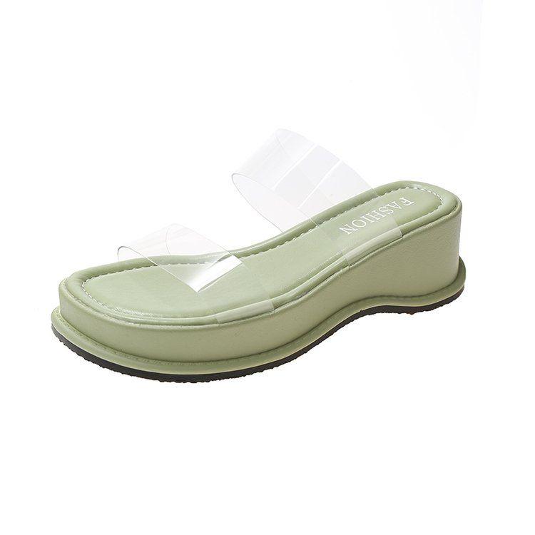 Product Introduction of Wedge Sandals 2025 New Women's Summer Transparent High Heels Thick Sole Chunky Heel Roman Beach Outdoor Slippers for Women 13
