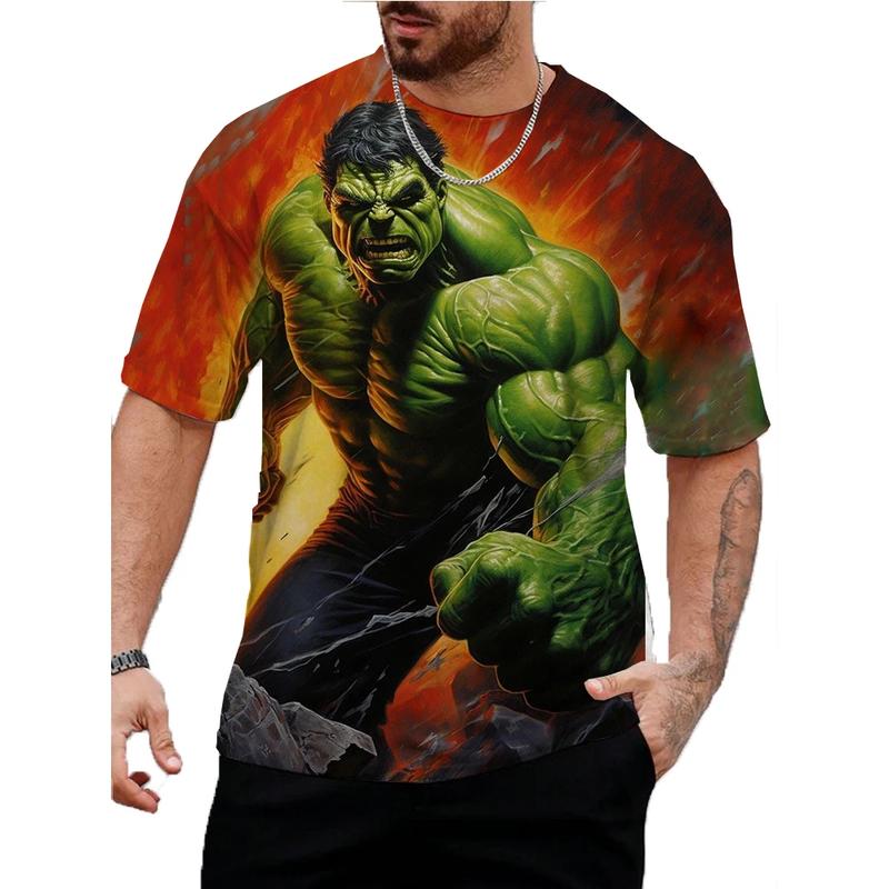 Product Introduction of Fashion Men's T-shirt 3D Hulk Pattern Printing Tee Street Casual  Short Sleeves Round Neck Harajuku Cool Tops 31