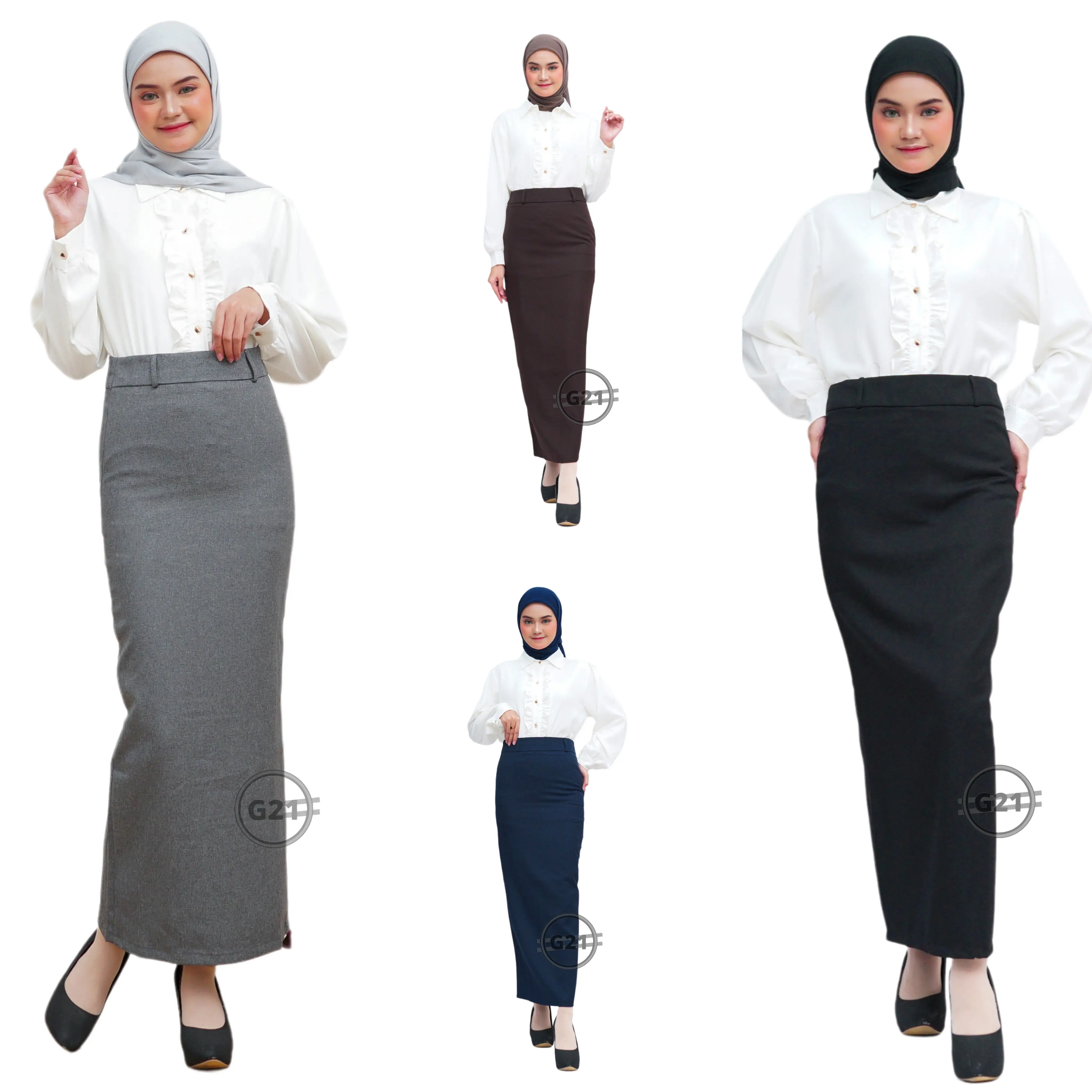 Rok Panjang Formal Hitam Polos Wanita Model Span Belah Belakang Tertutup Bahan Dasar Untuk Kerja Kantor Kuliah Ospek Ukuran Standar dan Jumbo Hitam Polos Slim-fitting