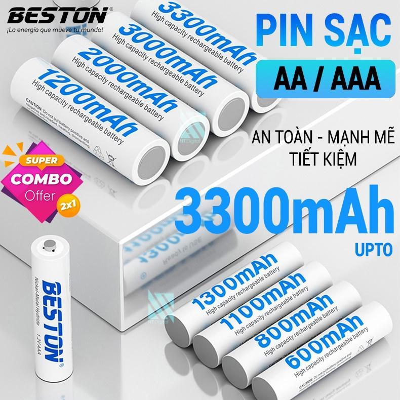 4 Pin Sạc 2A 3A (không bao gôm sạc) Dung Lượng Cao,pin AA AAA Chính Hãng Beston cho micro karaoke, đồ chơi trẻ em, chuột máy vi tính, đèn pin, loa