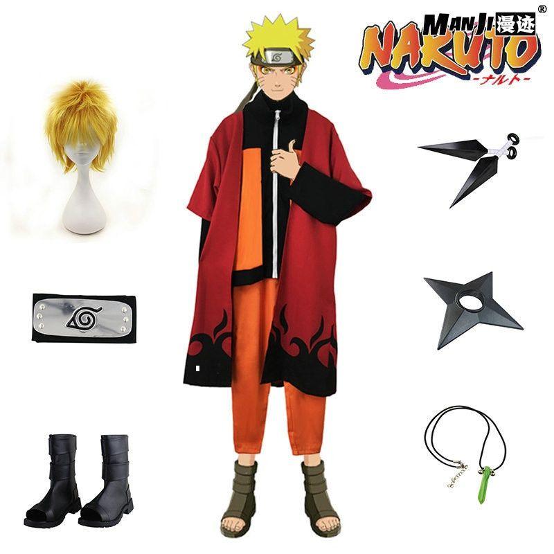 Trang Phục Hóa Trang Naruto Uzumaki, Áo Khoác Áo Choàng Quần Áo Bộ Tóc Giả, Nhập Khẩu Anime, Trang Phục COS, Có Sẵn Để Mua Lại 1539 5