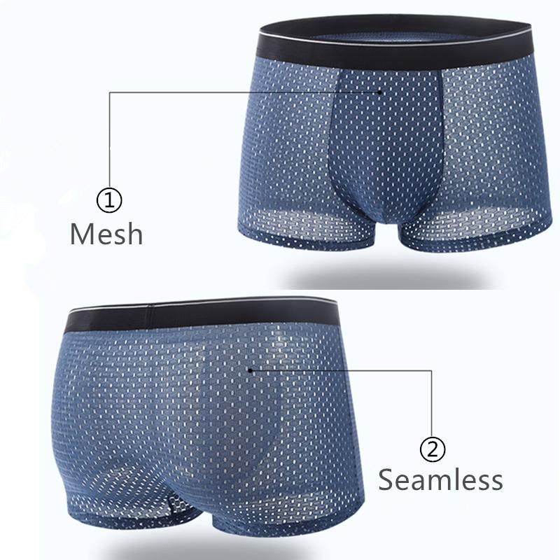Quần Đùi Boxer, 4 Chiếc Trong 1, Đồ Lót Lưới, Dành Cho Nam Giới, Làm Bằng Lụa Lạnh Và Thoáng Khí, Thích Hợp Mặc Bên Trong 1