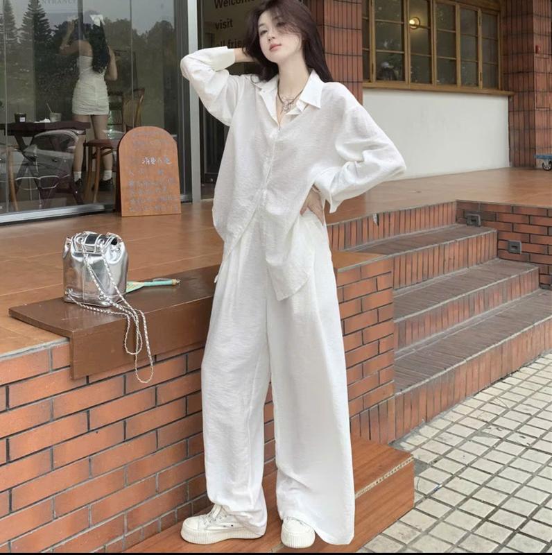 Set Đồ Nữ Đẹp Set sơ mi nữ 2 món áo sơ mi mix quần ống rộng sang trọng vải đũi tơ cao cấp.