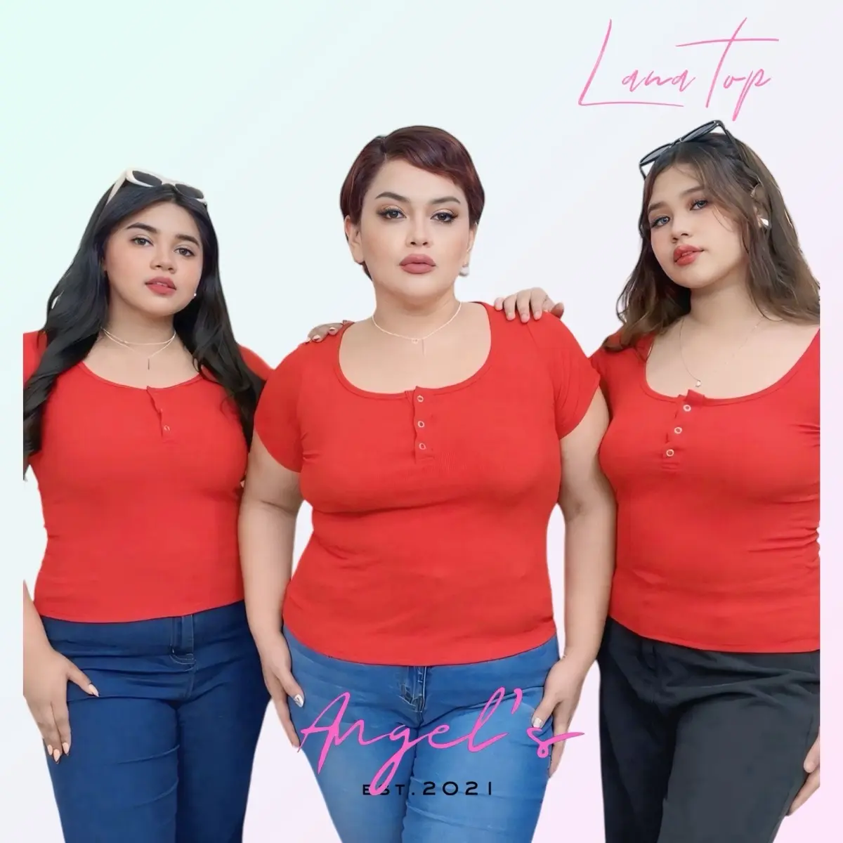 Lanna Top - Midsize 1XL 2XL - Basic Chic Elegant Knitted Plain Shirt for Women - Shirts, Womenswear, Casual, Fitted, Blouse, Comfort, Lingerie
