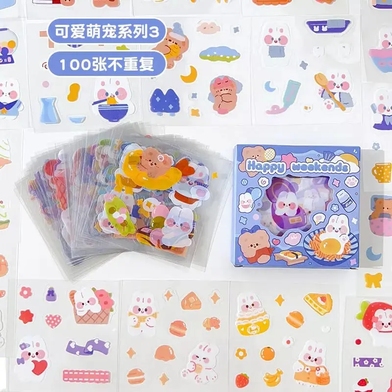 Stiker 2D 100 Lembar Sticker Momo Original Kartun Korea Lucu Anti Air Paper 3