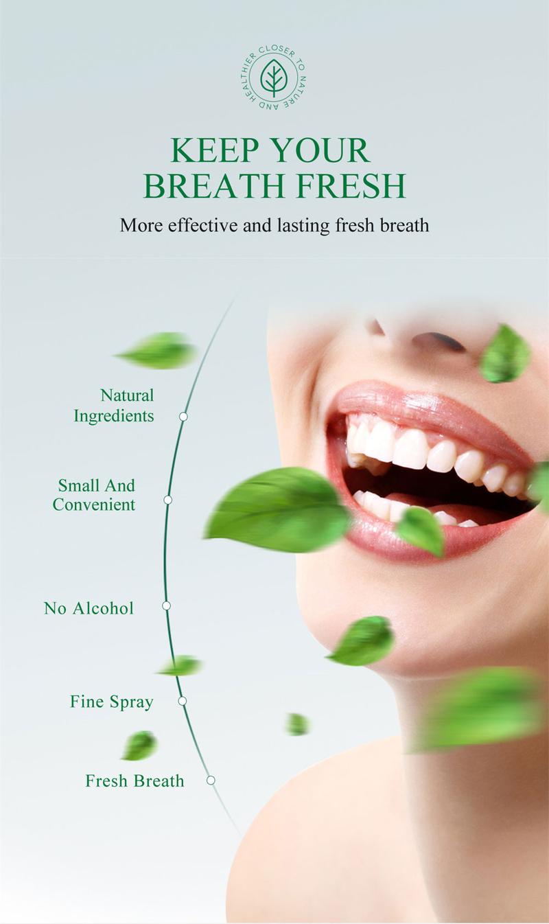 Product Introduction of MABREM Oral Spray Freshens Breath, Deodorizes And Leaves Fragrance Portable Breath Freshener To Prevent Bad Breath Peppermint Fresh Mouth Mist 21