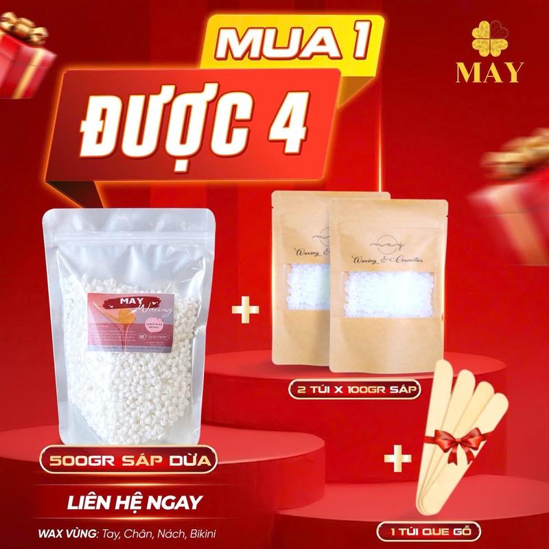 [ MUA 1 ĐƯỢC 4 ] 500G SÁP DỪA KÈM QUÀ TẶNG 200G SÁP TỰ CHỌN + que gỗ Kem Waxing Cạo Râu Women