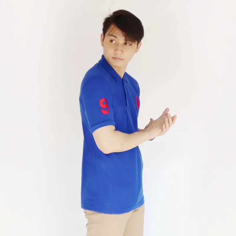 Kaospolos - T shirt Kaos pria berkerah logo bordir | Kaos kerah pria lengan pendek Katun Hitam Panjang 5