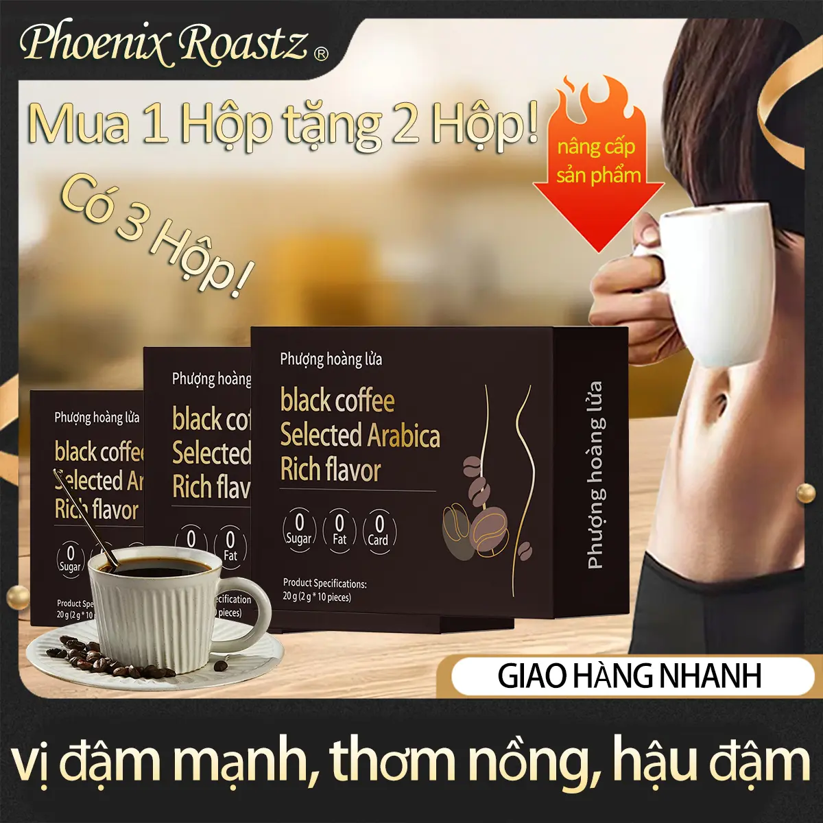 【COD】【 Mua 1 tặng 2,Có 3 Hộp】Cà Phê Hòa Tan Đen Thuần Khiết Không Đường Có thể dùng nóng hoặc lạnh Cafe Coffee cà  phê