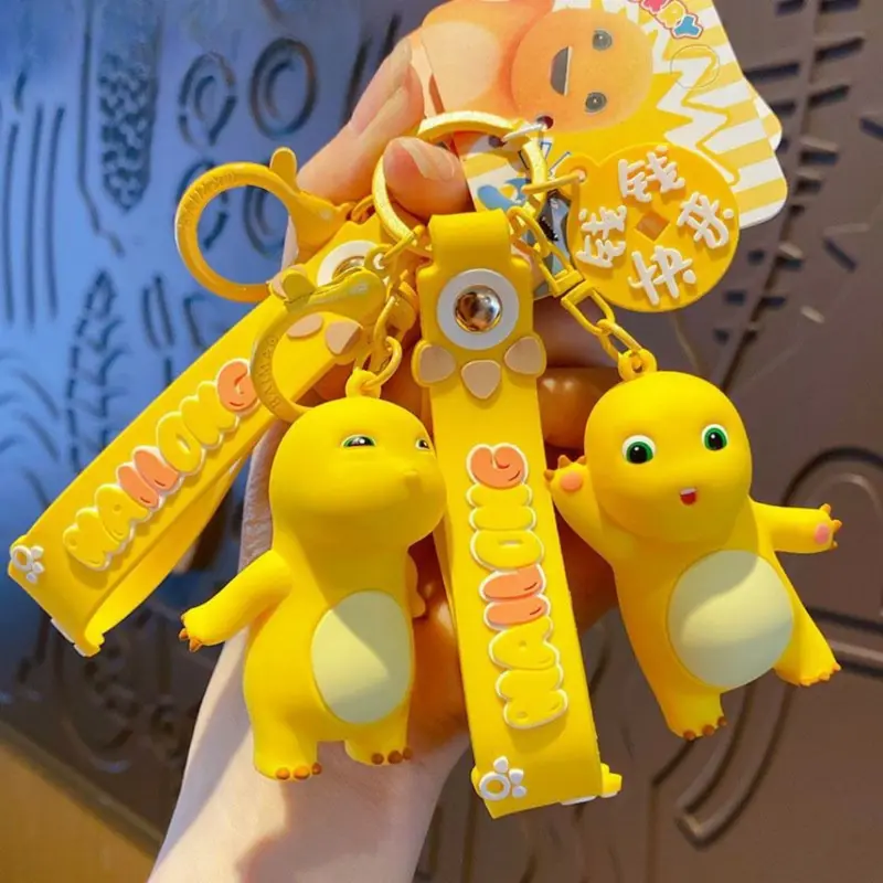 [littlecrab] Gantungan Kunci Nailong Dino Kuning Karakter Emoticon Full Body Badan Gemoy Keychain 0