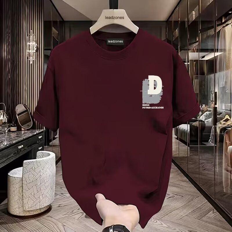 Product Introduction of Cotton 250gsm summer short sleeved T-shirt for men, casual, trendy, fashionable, printed T-shirt, round neck, sports, breathable 3