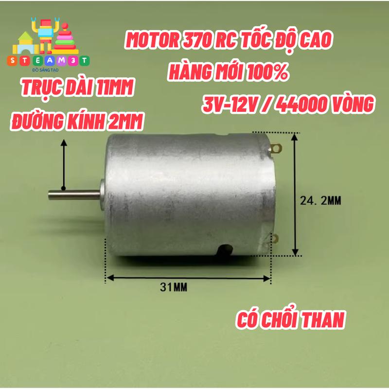 MOTOR 370 RC TỐC ĐỘ CAO 44000 VÒNG ĐIỆN ÁP 3V - 12V CÓ CHỔI THAN CHO TÀU XE Ô TÔ MÔ HÌNH - LK0567