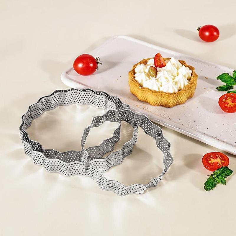 Stainless Steel Cake Ring, 6 Counts/set Round Cake Mold with Hollow Out Edge, Cake Baking Mold, Baking Tool for Home Kitchen 3