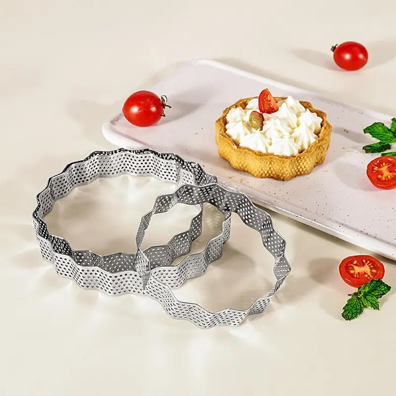 Stainless Steel Cake Ring, 6 Counts/set Round Cake Mold with Hollow Out Edge, Cake Baking Mold, Baking Tool for Home Kitchen 3