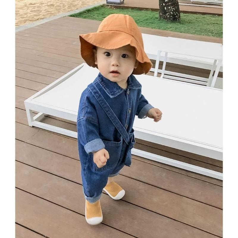 Áo Jumpsuit Quần Denim, Cho Trẻ Sơ Sinh Và Trẻ Mới Biết Đi, Phong Cách Mùa Xuân Và Mùa Thu, Dài Tay, Phong Cách Bảo Hộ Lao Động Áo Liền Quần Denim, Thích Hợp Cho Bé Em Tập Bò, Cho Bé Trai Và Bé Gái, Xu Hướng Denim 0