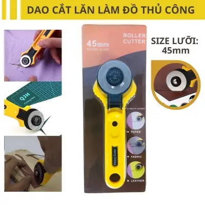Dao lăn đường kính 45mm, dao cắt da, dao cắt vải, cắt giấy lưỡi tròn tiện dụng - Dụng cụ làm đồ da thủ công DIY