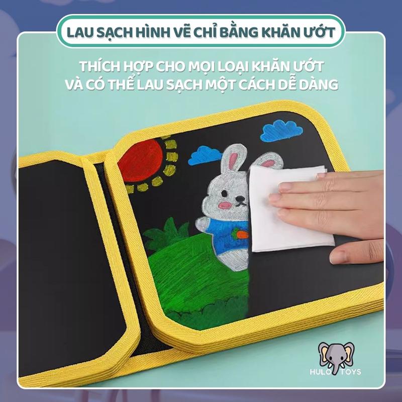 Sổ Vẽ Tự Xoá Graffiti Cho Bé Hulo Toys Vở Vẽ Mẫu Mới Tặng Kèm Bút Và Bông Lau