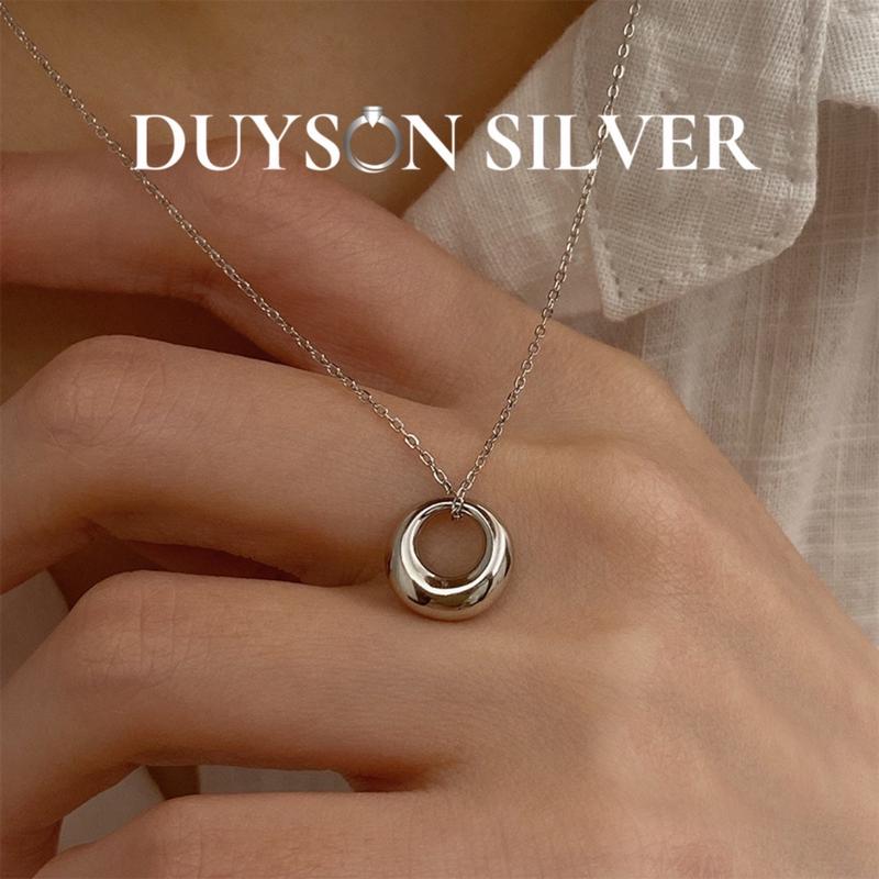 Dây chuyền vòng cổ nữ bạc 925 Halo cá tính cổ điển, Vòng cổ hình tròn DUYSON SILVER [DCXK40]