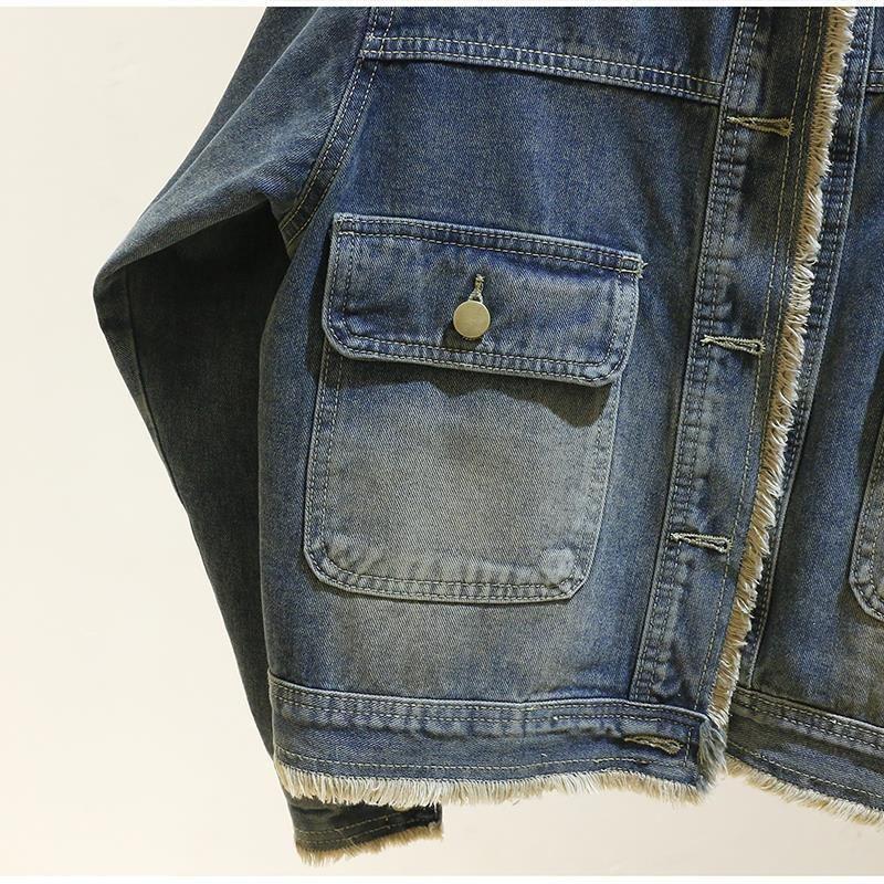 Product Introduction of Retro Fleece denim jacket for women's spring autumn new round neck versatile short casual coats Womenswear Tops 10