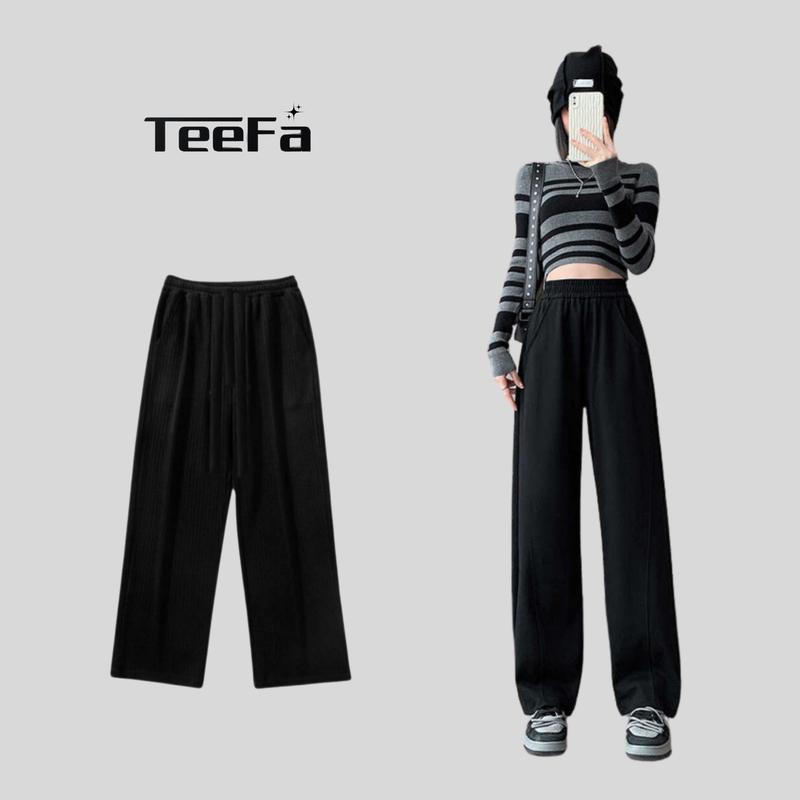 Quần nỉ ống rộng cạp cao Quần nỉ da cá thu đông 2023 Pants Nữ Women Voi Voan Ong