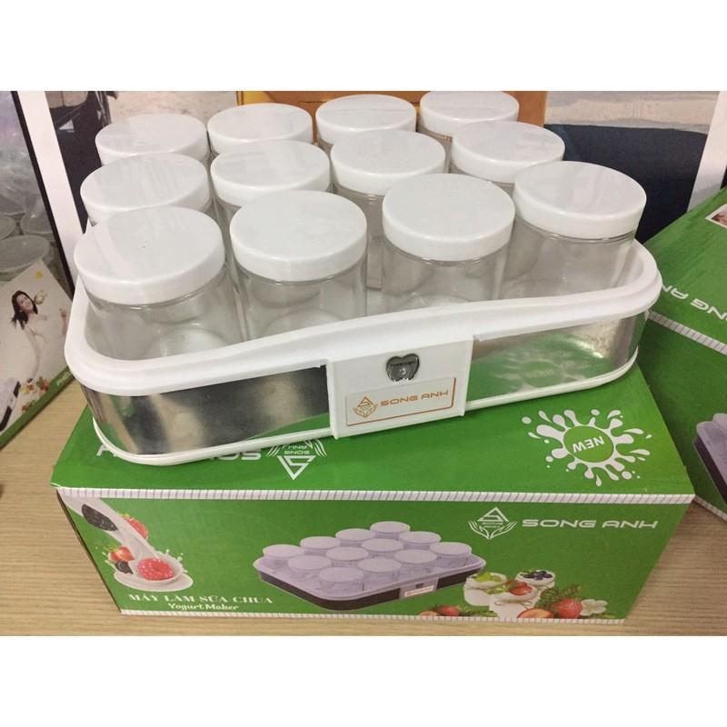 Máy Làm Sữa Chua Song Anh Bộ Sản Phẩm Gồm 1 Máy Làm Sữa Chua + 12 Hũ Đựng Sữa Chua (2 Loại Nhựa Và Thuỷ Tinh)