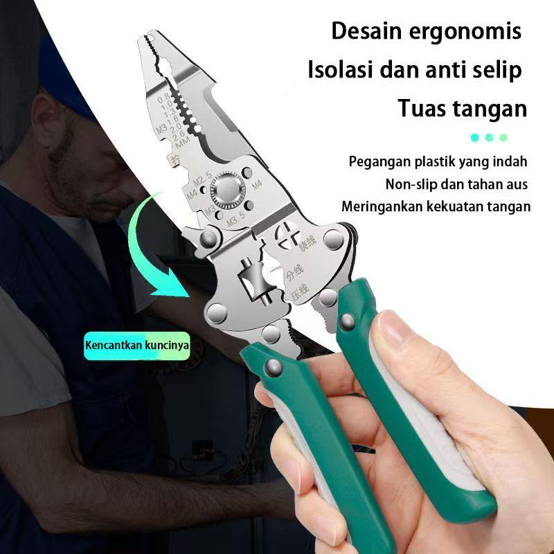 Tang Lipat 28 in 1 Pemotong Kabel Multifungsi Anti Shock Bahan Krom Vanadium Kawat Tang Dekrustasi Kabel Pengupas 27 Fungsi Ergonomis dengan Desain Lipat dan Pegangan Nyaman（Barang yang dikembalikan rusak atau hilang.）