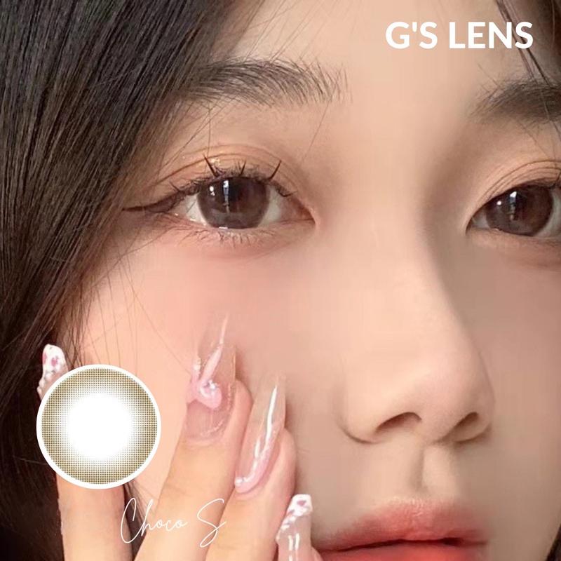 Lens Mắt Kính Áp Tròng Nâu Choco Giãn Nhẹ Size S 14.2mm Có 0 Đến 8 Độ Cận Lệch Độ Choco