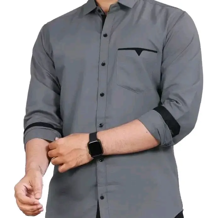 kemeja cowok Katun Polos Poliester Polka Dot Bunga Setrip
