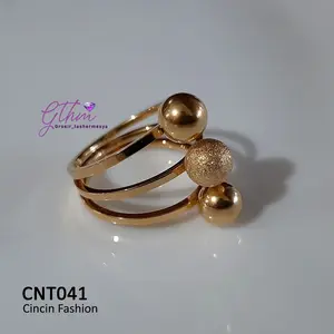 Cincin Titanium Wanita Bola Boba CNT041 Warna Gold Premium Bisa untuk Harian Ulang Tahun Hadiah Anniversary Pesta Kondangan Perhiasan Rings stainless steel