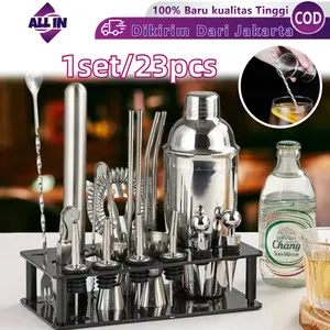 23pcs Cocktail Boston Shaker Set Shaker Minuman Cocktail Shaker Paket Shaker Bartender Stainless