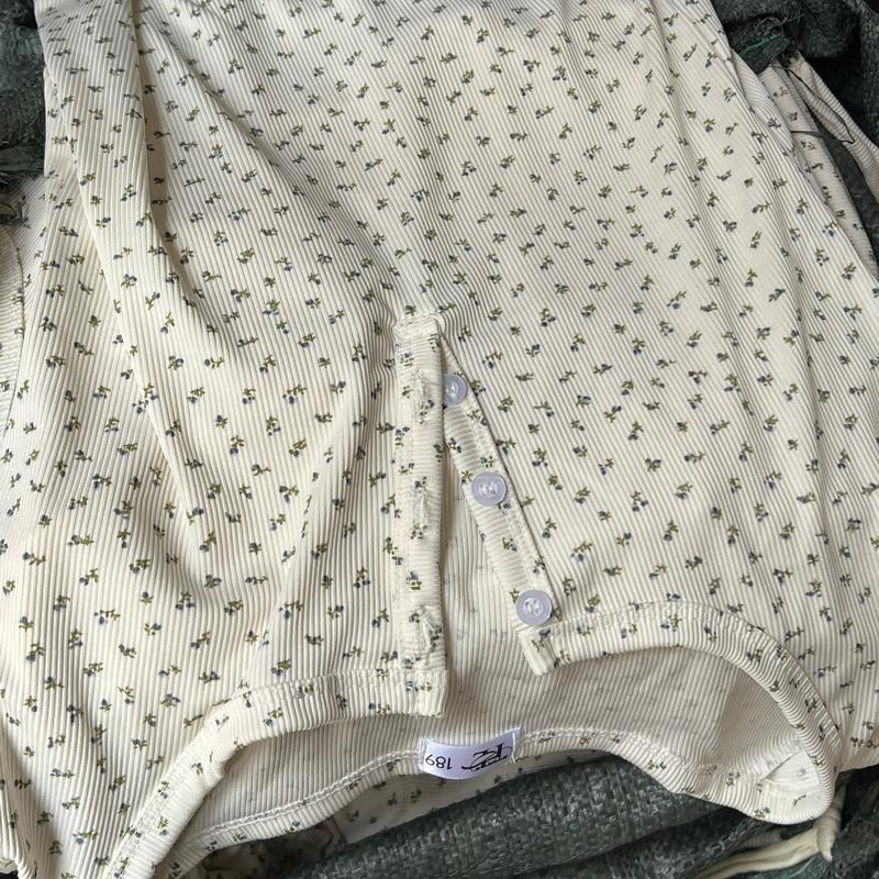 Áo thun gài nút chất tăm lạnh hoa nhí xinh baby tee Nữ Women 6