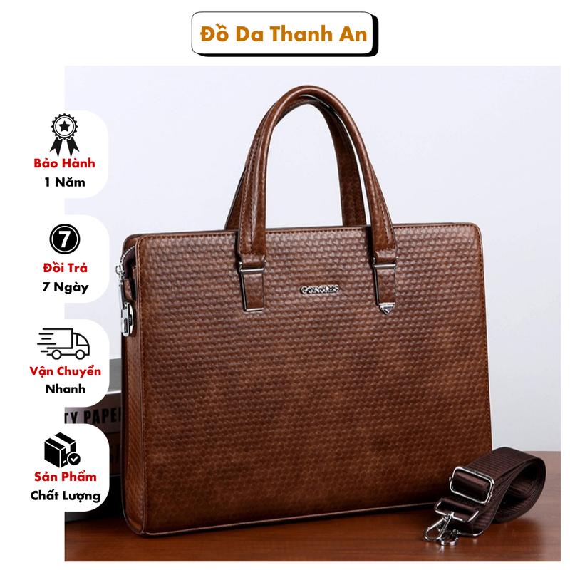 Cặp Da Khóa Số Hông Cao Cấp CD083 - Túi Xách Công Sở Nam Nữ Cao Cấp Thương Hiệu GORCHIS
