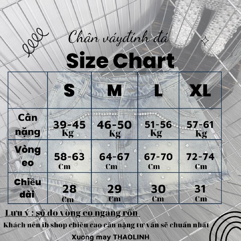 chân váy jean ngắn chữ a đính đá , chân váy đính đá bò nữ lưng cao chất dày mịn không co dãn bông mặt vải có quần bảo vệ wash màu chuẩn QCL1. 8