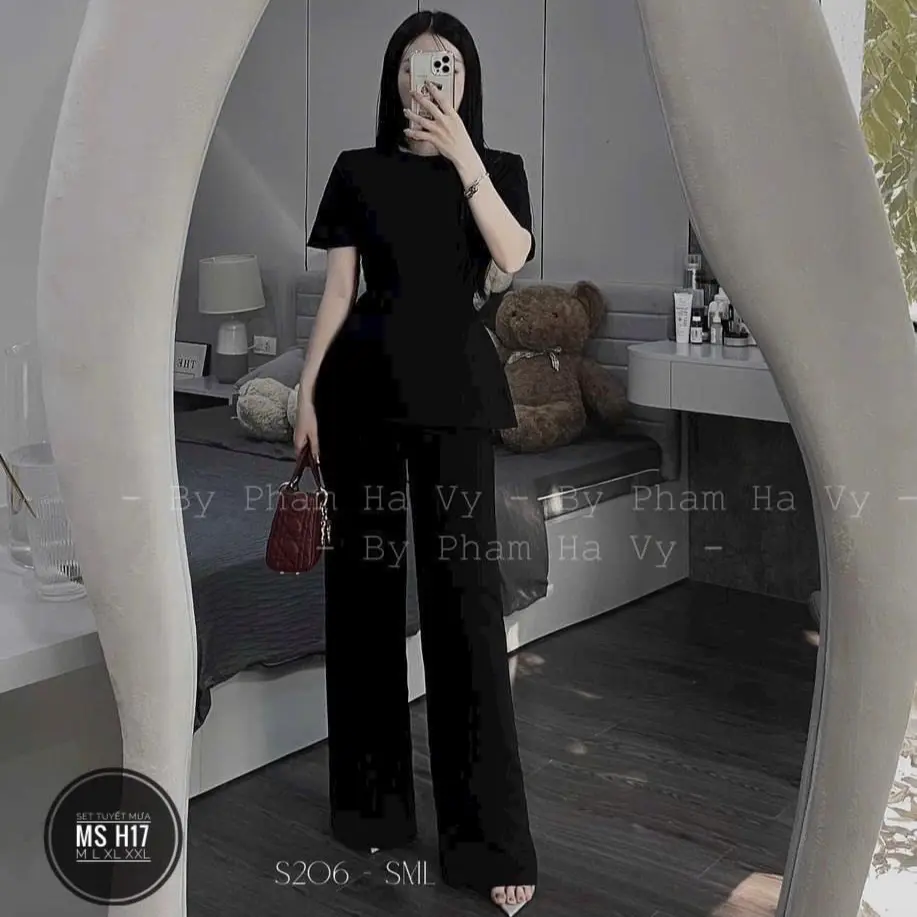 [N.T BIGSIZE] SÉT ÁO PEPLUM QUẦN SUÔNG TUYẾT MƯA CẢ SÉT