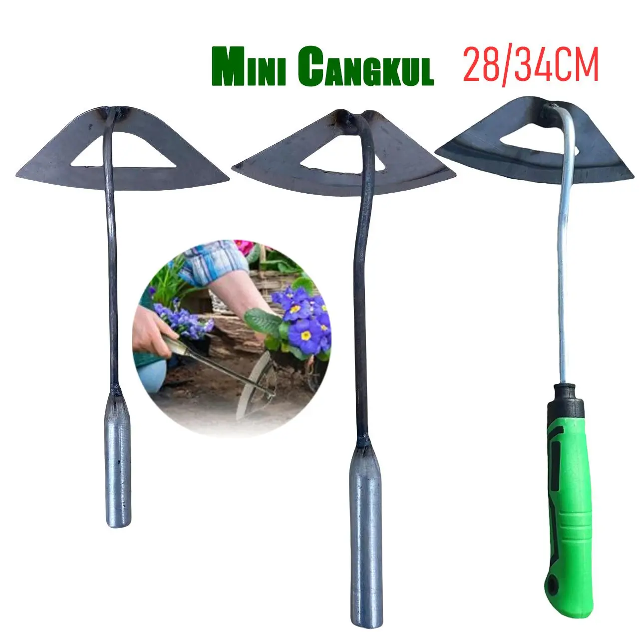 1Pcs Cangkul Mini Kecil Berkebun Sayuran Bahan Besi Untuk Kebun Sayuran Cangkul Portable 28cm 34 cm COD