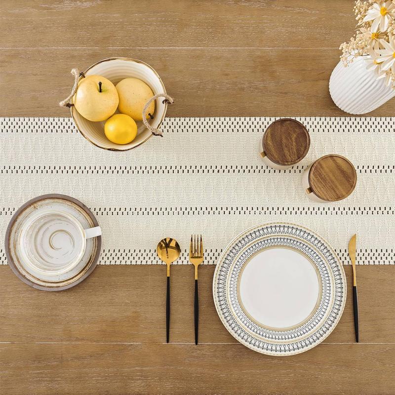 Product Introduction of Boho Style Table Runner, 1 Count Tassel Decor Tablecloth, Table Decoration Supplies for Home Kitchen Dining Room 6
