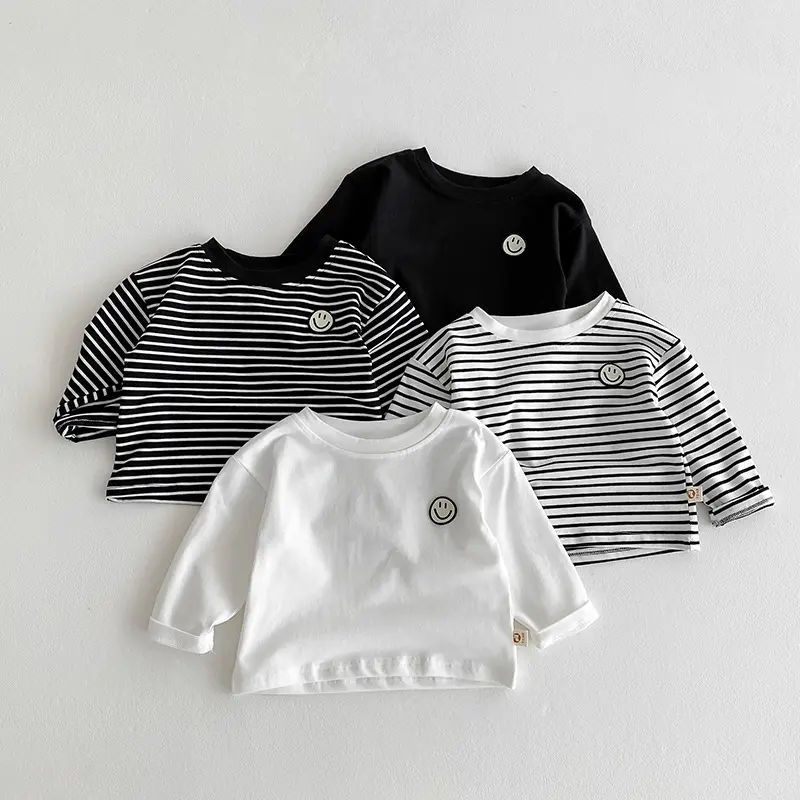 Children's base shirt Spring and Autumn long sleeved T-shirt for boys and girls Korean version base shirt Baby casual striped top