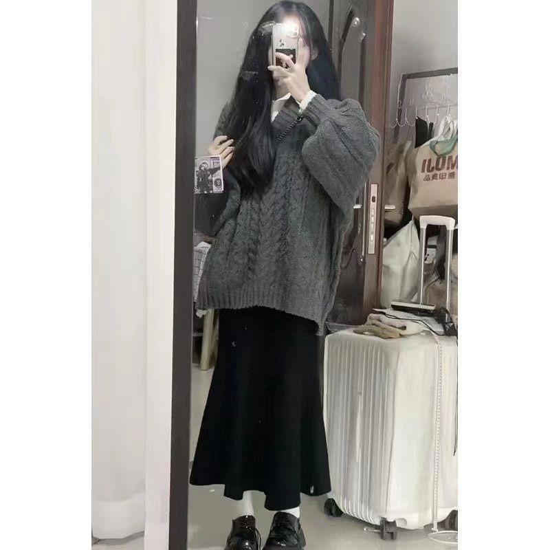Product Introduction of Bộ Đồ Áo Len Dệt Kim, Phong Cách Nhẹ Nhàng, Dành Cho Nữ, Mùa Thu Và Mùa Đông, Phong Cách Hàn Quốc Mới, Váy Đuôi Cá Bó Sát Giấu Flab, Bộ Đồ Hai Mảnh 5
