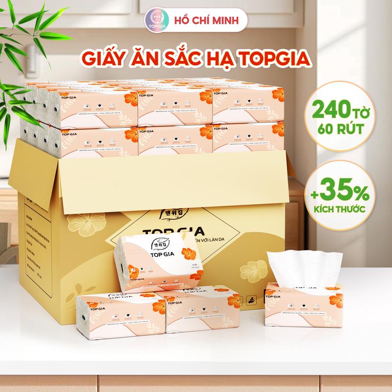(DEAL LIVE) DEAL 1Ka 10 gói Giấy ăn Cao Cấp 4 Lớp TOP GIA Sắc Hạ Dập Vân 4D Mềm Mịn Giấy vệ sinh giấy rút TG86