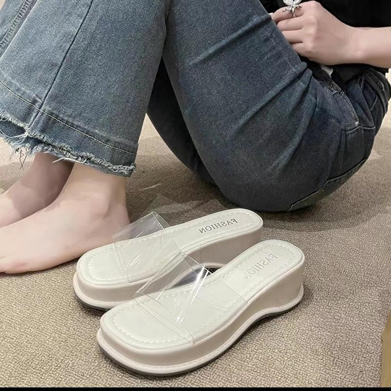 Dép xuồng nữ ngọc trinh store vai ngang trong suốt cao 5 cm êm chân cực xinh . DéP Shoes GiàY Caro