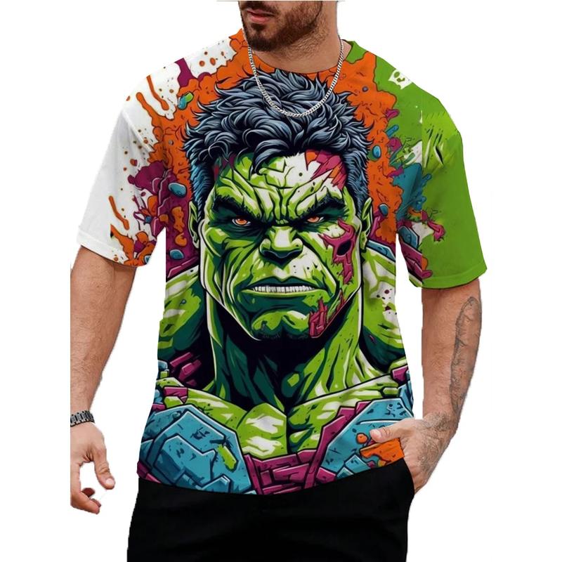 Product Introduction of Fashion Men's T-shirt 3D Hulk Pattern Printing Tee Street Casual  Short Sleeves Round Neck Harajuku Cool Tops 32