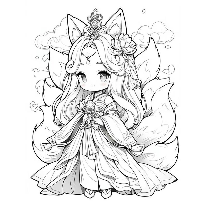 Bộ 50 Tờ Tranh Tô Màu Anime Chibi Bé Gái Cute Khổ A4 A5 - Đồ chơi giấy TM5405 Toy