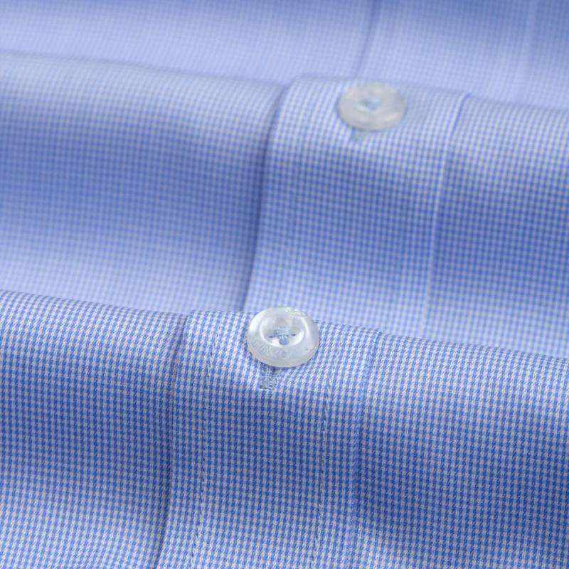 SHINKO Shirt MLS019-BU Áo sơ mi nam dài tay cao cấp màu xanh biển hoạ tiết kẻ caro 2