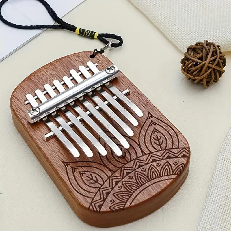Mini Wooden Thumb Piano, 8-tone Mini Kalimba, Portable Finger Piano, Musical Instrument for Beginners 2