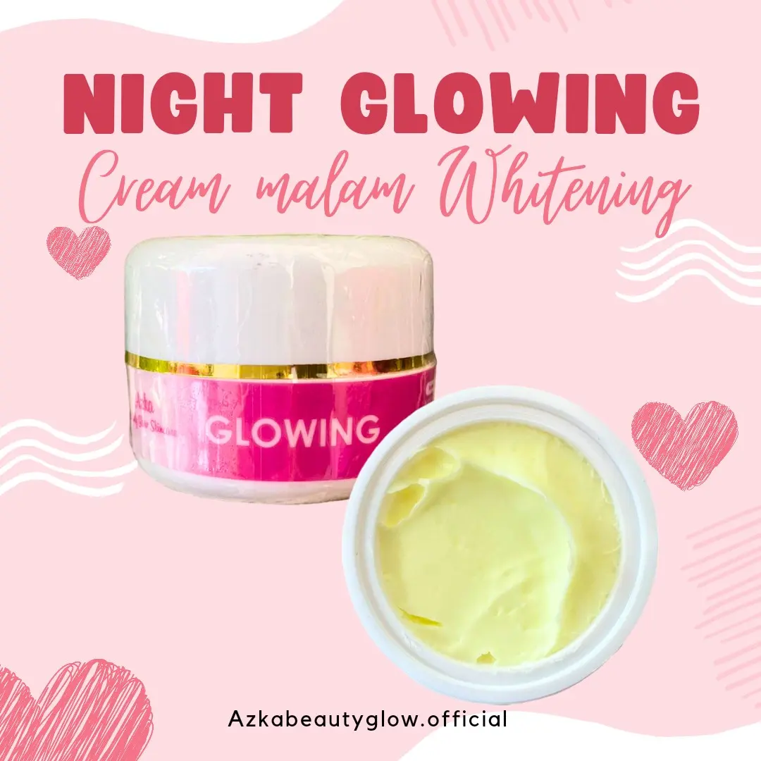 NIGHT CREAM GLOWING AZKA BEAUTY GLOW SKINCARE Hitam Kusam