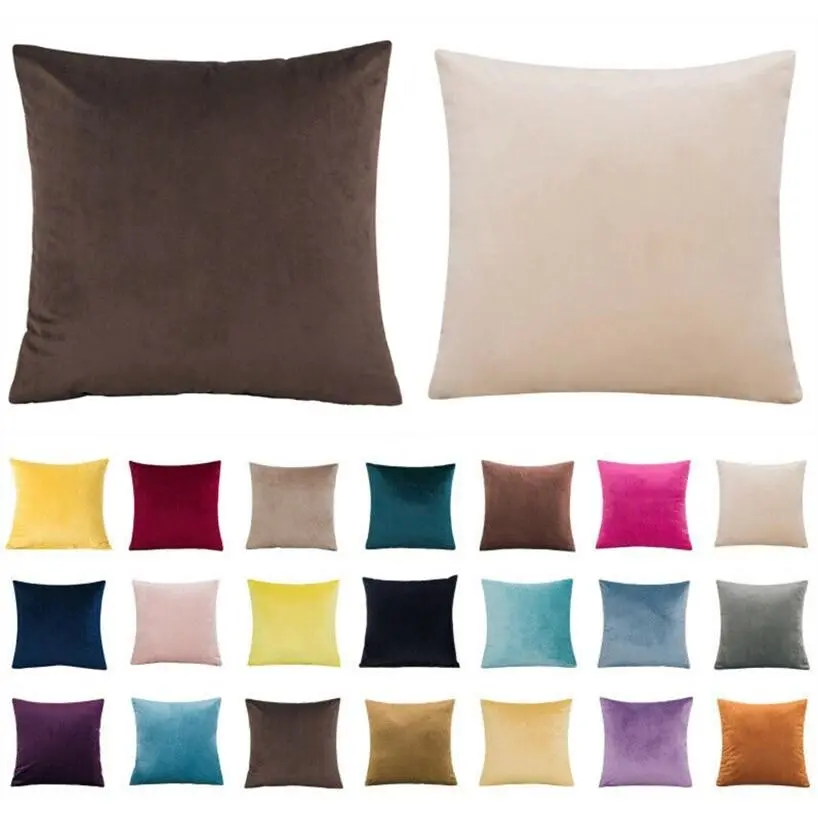 BIG SIZE 60x60 cm Square Large Velvet Plain Cushion Cover Throw Pillow Case Home Sofa Decor No pillow