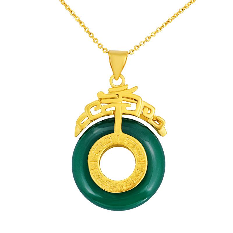 Product Introduction of Mặt Dây Chuyền Vòng Cổ Ngọc Bích, Đồ Trang Sức Vàng Placer, Mạ Vàng, Không Phai Màu, Phụ Kiện Vàng Giả 5